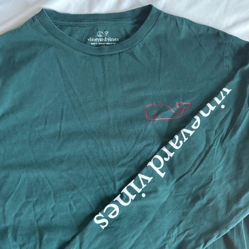 Vineyard Vines Long Sleeve T-Shirt Whale Logo‎ Plaid Back Green M